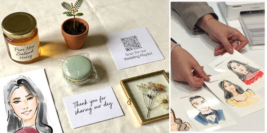 Digital Watercolour illustration of wedding guests by Auckland live artist Revastique